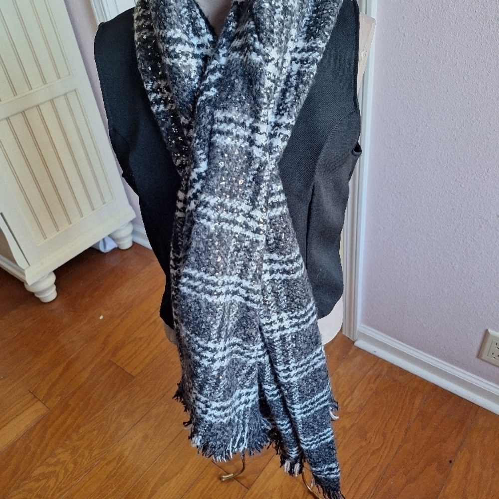 MICHAEL Michael Kors Black and White Plaid Scarf